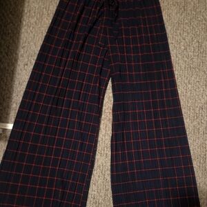 Black and Red Plaid Wide-Leg Pants